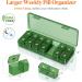 Lifewit Weekly Pill Organizer - 2x Daily Portable Travel 7-Day Lightproof Pill Box for Medicines Vitamins & Fish Oils - Green - Buy Online on GoSupps.com
