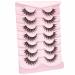False Eyelashes Cat Eye Natural Look Wispy Wet Look Lashes With Clear Band Fluffy Faux Mink lashes Volume Spiky Fake Eyelash 7 Pairs Pack By Milllruez clear band 2