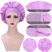 3 Pack Satin Bonnet Night Sleep Caps with Wide Elastic Band Silk Wrap Soft Head Cover Sleeping Hat for Women and Girls Curly Hair M-L Purple Black Gold - Buy Online on GoSupps.com