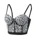 Corset Top Women Party - Bustier Sexy Glitzer Crop Top Push Up Bh Strass Spaghetti Tank Top carrier top Sparkle Corsage slim vest rave undershirt Top Hop Camisole short tank tops silver XL