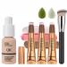 Contour Beauty Wand Liquid Face Concealer Contouring Highlighter Blusher Stick with Cushion Applicator  Full Coverage Foundation Blush Contour Bronzer Wand  Natural Lightweight Face Shades Stick 02 Contour + 03 Peach Pin...