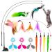 Yoirzit interactive cat toys toy with springs 16 pieces of cat toys self -employment cat toys with suction cup 3 scalable rods 13 cat feathers replacement springs cats toys