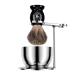 Ervor luxurious shaving brush set shaving brushes made of stainless steel and soap shell with a shaving brush made of synthetic badger hair gift for father husband men (black)