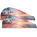 Sunset Sea Hair Towel 2 Pack - Super Absorbent Quick Dry Hair Turbans with Button Wrap for Women & Girls | International Shipping - Buy Online on GoSupps.com