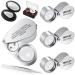 4 Pcs 40x Metal Jewelers Loupe Magnifier with Light Illuminated LED Magnifying Glass 10x 20x 30x Jewelry Eye Loop Folding Pocket Magnifying Glass with Tweezers for Close Work Gems Rocks Stamps Coins