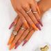 Sethexy Long Shiny Orange Ballerina Press-On Nails | 20pc Acrylic Coffin Nail Tips for Women & Girls | Bling Glitter False Fingernails - Buy Online on GoSupps.com