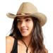 Women Straw Sun Hat Mens Cowboy Style Garden Hat UPF 50+ Wide Brim Summer Hat with Wind Lanyard Beige/Brown One Size