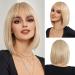 OUFEI Blonde Bob Wig With Bangs Short Straight Wig For Women Synthetic Hair Wigs for Daily Party Cosplay Wear Blonde(1032-1)