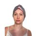 Sustainably Silk Sleeping Turban wrap - Vegan Bamboo Silk Inner Sleep Cap for Curly/Frizzy Hair Light Grey and Lavender One Size