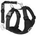 Slowton dog harness with safety belt for car breathable dish Dog seat belt with 2 carabiner hooks for attachment to the seat belt buckle or trunk (black XXXS) XXXS black