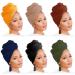 6 Pieces Stretch Head Wrap Hair Scarf Jersey Turban Knit Headwraps Urban Hair Wrap Solid Color Ultra Soft Extra Long Breathable Headband for Black Women Caramel/Ginger Gold/Army Green/Black/Light Navy/Camel
