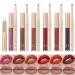 UCANBE 13pcs Lipstick Makeup Kit  6 Matte Liquid Lip Sticks + 6 Lip Liner Pens + 1 Lip Primer  LADY'S NIGHT All in One Waterproof Long Lasting Lips Color Gloss Make up Gift Set Beige
