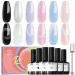 Modelones Pastel Gel Nail Polish Set 6 Colors, Spring Cat Eye Holographic Iridescent Rainbow Glitter 9D Magnetic Manicure Kit Soft Nude Pink Blue Purple Black Shimmer Effect at Home Gifts for Women Girls A3 Pastel Daydreams