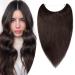 16 inches SEGO One Piece Secret Wire in Real Human Hair Extensions #2 Dark Brown 100% Remy No Clip in Hairpieces for Women Straight Invisible (60g)
