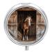 Pill Box Pill Case 3 Compartment Travel Pill Box Straw and Horse Printing Small Pill Box Portable Medicine Pill Case Pill Organizer for Purse & Pocket for Travel Handbag (Round)