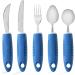 Special Supplies Adaptive Utensils (5-Piece Kitchen Set) Wide  Non-Weighted  Non-Slip Handles for Hand Tremors  Arthritis  Parkinsons or Elderly Use - Stainless Steel Knives  Fork  Spoons - Blue - Buy Online on GoSupps.com