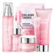 Sakura Skin Care Sets & Kits Collagen Face Care Set Intensive Moisturize Rapair Skin Barrier Skincare Routine Set with Cleanser Toner Serum Eye Cream Face Cream Facial Masks