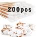 Mignze 200 pieces of cotton swabs bamboo and cotton cotton swabs sustainable cotton swabs made of bamboo and cotton cotton swabs long cotton swabs with wooden handles