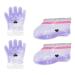 Lurrose 2 pair of growth therapy gloves bath hand shoes made of paraffin wax ankle boots made of paraffin wax paraffin wax inserts paraffin bathroom hand-foot liner sock care work violet fleece