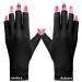 Kalolary Anti UV Gloves for Nail Lamp UPF50+ UV Protection Gloves for Manicure Nail Art Fingerless UV Shield Gloves for Women Girls Gel Manicures (Black)