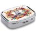 Watercolor Rabbit & Flowers Print Pill Box - 2 Compartment Metal Pill Organizer for Pocket & Purse - Decorative Medicine Storage - Buy Online on GoSupps.com