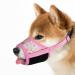 Muzzle for dogs muzzle made of soft nylon with motif anti-bite anti-barking anti-tapes for small medium and large dogs (L pink flower) l pink flower