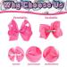 Sibba 6 Inch Ribbon Hair Bows Clips Barrettes Set - Bright Pink Cheerleading Hairpin for Girls | Valentines Day Hair Accessories - Buy Online on GoSupps.com