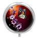 Pill Box Pill Case 3 Compartment Travel Pill Box Flower and Butterfly Printing Small Pill Box Portable Medicine Pill Case Pill Organizer for Purse & Pocket for Travel Handbag (Round)