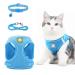 Neuwehe cat dishes with a leash outbreak -proof cat tableware leash set with a cat neck band cat leash with dishes for cats adjustable Cat harness for small dog big cats (L blue) L blue