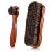 Shoe Brush Boot Brush Polish Brushes Kit Horse Hair Shoe Boot Brush Set Cleaning Brushes with Wooden Handles Brown