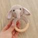 Yieur crocheted babyassel gray elephant baby crochet wood gripping baby things bite ring gift for birth wooden ring wooden toys handmade boy and girl (elephant) gray elephant
