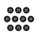 Buttons 1/2 Inch (1/2) 4 Hole 10 Pieces - White Black Clear Pearl - Sewing Crafts Replacement Button - Perfect for Crafts, Coats, Shirts, Pants, Shorts, Cardigans, Blazers, Skirts (Black)
