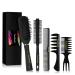 TimeTinkle Styling Hair Comb and Brush Set for Men Men's Hair Comb and Paddle Hair Brush Roller Hair Brush Texture Comb for Quiff Pompadour Slicked-back Fauxhawk Black 5.0 count