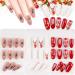 72 Piece Long Christmas False Nails | Press on Coffin Nails for Women | Festive Snowflake & Star Nail Decorations | Elk & Christmas Tree Design - Buy Online on GoSupps.com