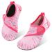 JIASUQI Kids Boys Girls Water Shoes Quick Dry Barefoot Aqua Socks for Beach Swimming Pool 5.5/6 UK Child Easy Line Pink