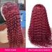 Burgundy Lace Front Human Hair Wig for Black Women - 24 Inch Deep Wave 99J Color, 13x4 Transparent Lace Frontal, Glueless Wet and Wavy Curly Wig, Pre Plucked Brazilian Virgin Hair - 180% Density - Buy Online on GoSupps.com