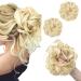 SARLA 2PCS Messy Hair Bun Hair Piece Small Scrunchies Synthetic Bun Hairpieces for Women Girls Updo Hair Extensions (Beach Blonde) Beach Blonde-2PCS