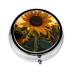 Farm Sunflowerround Pill Box 3 Compartment Round Pill Box Organizer * Portable Travel Pill Box for Traveling.