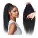 Ponytail Extension Extensions Yaki Straight Human Hair Afro Kinky Straight Drawstring Ponytail Human Hair Clip in Remy Hair Extension Human Hair Ponytail Hairpiece Ponytail Hair Extension(Size:10 inch 10 inch Drawstring Ponytail