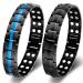 VicMag 2PCs Men Magnnet Arm Band Titan Steel Arm strap Ultra Strength Double row 3500 Gauss Magnet Bracial Brazaletes With Free Adjustment Tool & Jewelry Gift Box (Blue Line + Black) Blue Line + Black