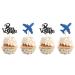 INNORU Bon Voyage Cupcake Toppers Travel Theme Party Cupcake Decor Moving Away Going Away Airplane Sign Baby Shower Graduation Retirement Party Decorations Supplies Pack of 24 Glitter