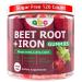 Beet Root Gummies 100mg Red Beet Chewables with Grape Seed, CoQ10, Vitamin C, Iron & B12 Supports Energy Metabolism & Healthy Circulation Sugar Free Supplement for Women & Men, 120 Count