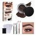 Jaysuing Brow Pomade Dark Brown Eyebrow Pomade with Eyebrow Brush Long Lasting Waterproof Non-Off Color Brow Pomade