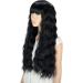 YEESHEDO Long Black Curly Wavy Synthetic Hair Wig with Fringe for Women - Perfect for Cosplay, Parties, and Everyday Wear - Buy Online on GoSupps.com