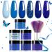 6 Colors Dip Powder Set Royal Blue Glitter Dipping Powder Color Set Glossy Nail Art Manicure DIY Salon Home Gift for Ladies YYSDDPS-03-6pcs