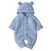 Haokaini Newborn Baby Ear Hooded Knitted Warmer Winter Romper Bodysuit Snowsuit for Boys Girls 6-12 Months Blue