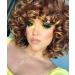 Shop Porsmeer Brown Blonde Afro Wig - Loose Curly Synthetic Hair for Women | Ombre Kinky Curly Short Wigs with Highlights - Buy Online on GoSupps.com