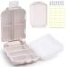 Portable Pill Organizer Travel Pill Case Folding Design 8 Compartments Small Daily Pill Box for Purse Pocket to Hold Vitamins Cod Liver Oil Supplements and Medication (Beige)