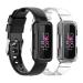 Kakurookie 2 Pack Compatible with Fitbit Luxe/Inspire/Inspire HR/Inspire 2/Ace 2/Ace 3 Bands with Case Shockproof Rugged Band Strap with Protective Bumper Case Men Women Black+Clear
