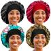 4 Pack Silky Sleep Bonnet for Curly Hair Large Hair Bonnets for Hair Care Satin Sleeping Cap Night Cap for Women Medium